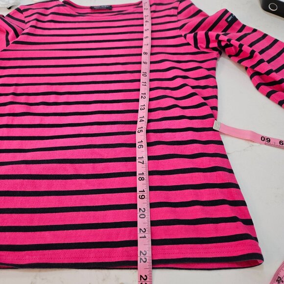 Saint James Breton Stripe Top Sz 6 Made in France Cotton Nautical Pink Black - Picture 8 of 10